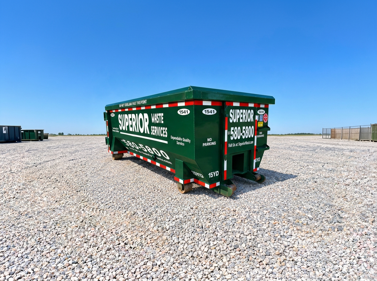 Superior Waste 15 yard roll-off dumpster at the Holbrook yard